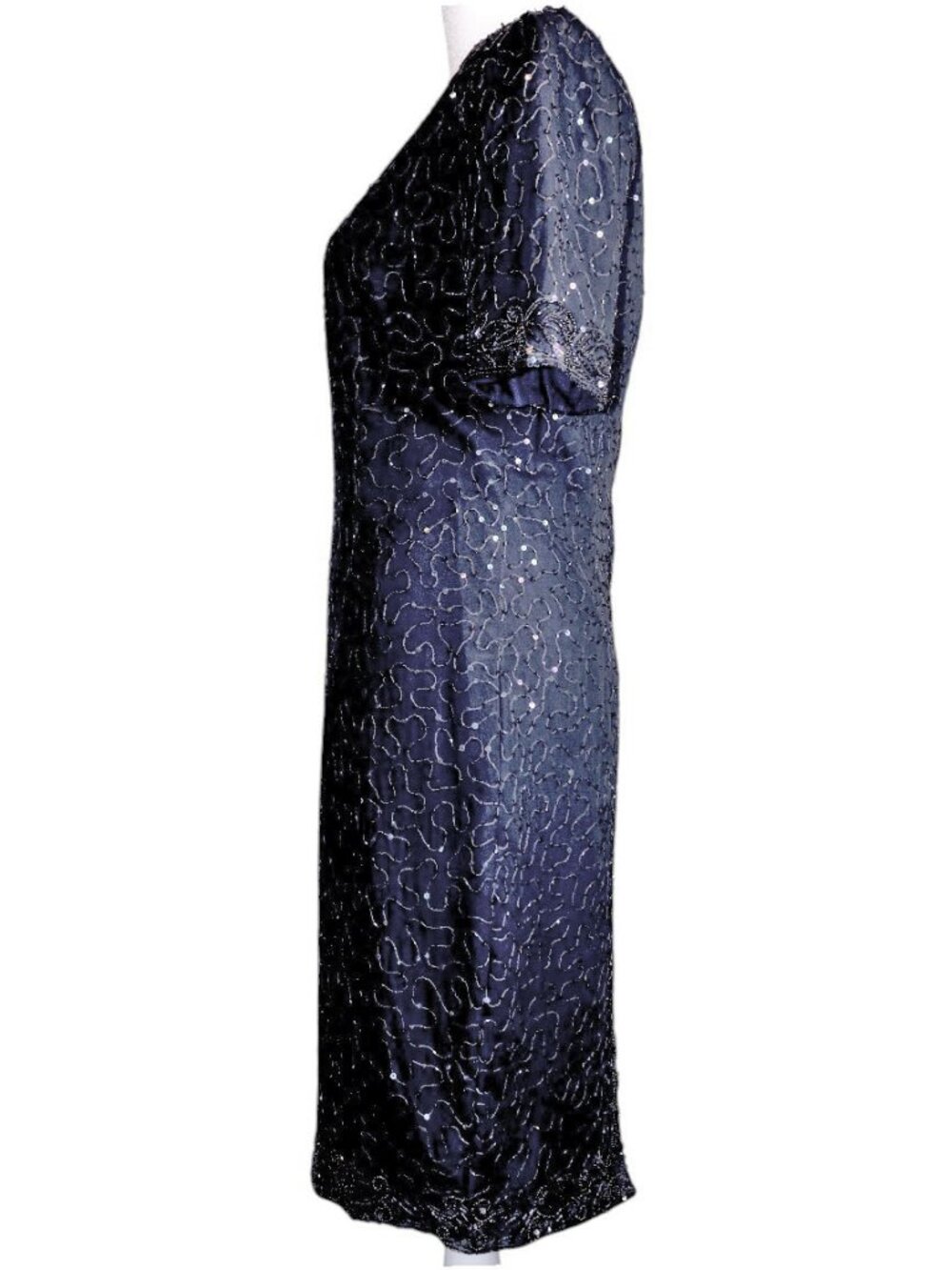 Stenay Black Embellished Short Sleeve Knee Length Formal Sheath Dress Size 4 EUC - Picture 5 of 9